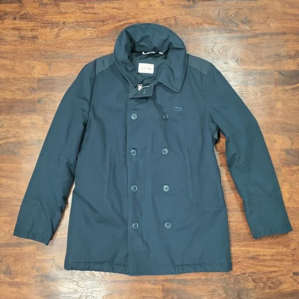 Lacoste Mens Blue Repellant Over Coat  Zip Away Hood BH1525 XL - Picture 3 of 16